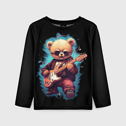 Детский лонгслив Плюшевый медведь музыкант с гитарой