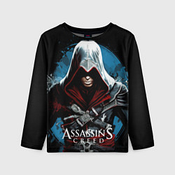 Лонгслив детский Assassins creed темный синий фон, цвет: 3D-принт