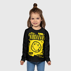 Лонгслив детский Nirvana - смайлик, цвет: 3D-принт — фото 2