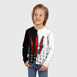 Лонгслив детский Ведьмак - красные следы от когтей, цвет: 3D-принт — фото 2