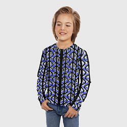 Лонгслив детский Чёрно-синий паттерн конструкция, цвет: 3D-принт — фото 2
