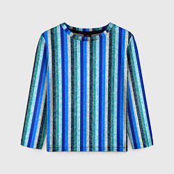 Детский лонгслив Сине-бирюзовый полосатый