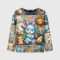 Лонгслив детский Funny hare and his friends - patchwork, цвет: 3D-принт