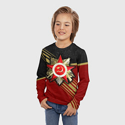 Лонгслив детский Великая отечественная - бордовый и золото, цвет: 3D-принт — фото 2