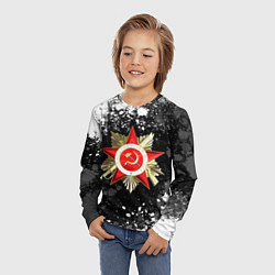 Лонгслив детский Орден великой отечественной - брызги белые, цвет: 3D-принт — фото 2