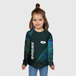 Лонгслив детский Ford sport glitch blue, цвет: 3D-принт — фото 2