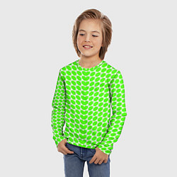 Лонгслив детский Зелёные лепестки шестиугольники, цвет: 3D-принт — фото 2