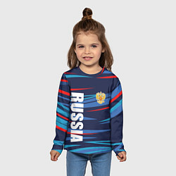 Лонгслив детский Россия - blue stripes, цвет: 3D-принт — фото 2