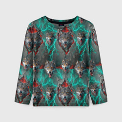 Детский лонгслив Паттерн из волков эпично