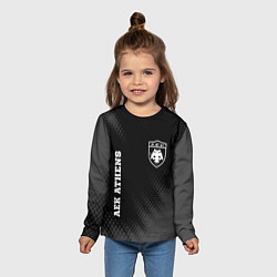 Лонгслив детский AEK Athens sport на темном фоне вертикально, цвет: 3D-принт — фото 2