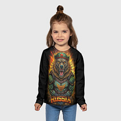 Лонгслив детский Мощный военный медведь СССР, цвет: 3D-принт — фото 2