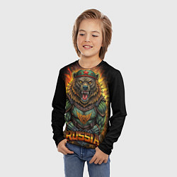 Лонгслив детский Мощный военный медведь СССР, цвет: 3D-принт — фото 2
