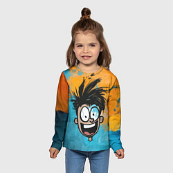 Лонгслив детский Красочный человечек веселым лицом, цвет: 3D-принт — фото 2