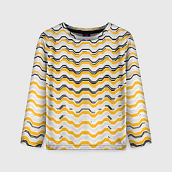 Детский лонгслив Чёрные и жёлтые полосы на белом фоне