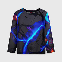 Детский лонгслив Темный синий неон из разлома плит