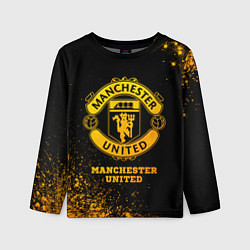 Лонгслив детский Manchester United - gold gradient, цвет: 3D-принт