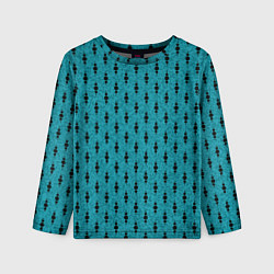 Детский лонгслив Бирюзовый с чёрными горошками
