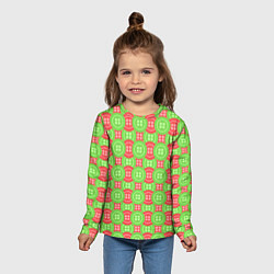 Лонгслив детский Паттерн с красными и зелеными пуговицами, цвет: 3D-принт — фото 2