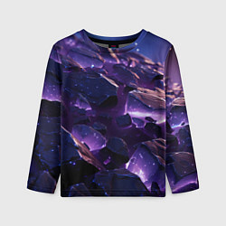 Детский лонгслив Фиолетовые неоновые камни со светом