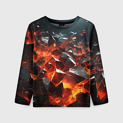 Детский лонгслив Взрыв камней в красном неоне