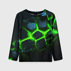 Детский лонгслив Зеленый неон и разлом плит