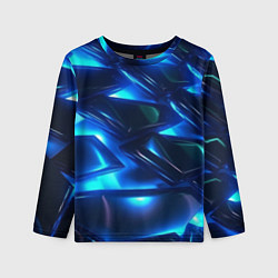 Детский лонгслив Синие абстрактные неоновые плиты