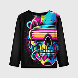 Лонгслив детский Cyber skull - ai art neon, цвет: 3D-принт