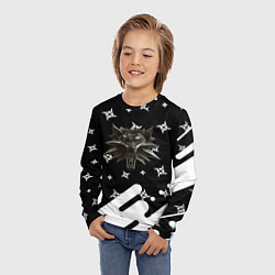 Лонгслив детский Ведьмак медальён лого паттерн, цвет: 3D-принт — фото 2