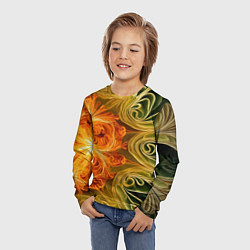 Лонгслив детский Зелено-оранжевый фрактал, цвет: 3D-принт — фото 2