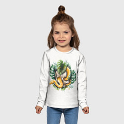 Лонгслив детский Змея в черепе с листьями, цвет: 3D-принт — фото 2