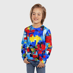Лонгслив детский Смелые мазки яркой краски - нейросеть, цвет: 3D-принт — фото 2