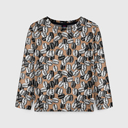 Лонгслив детский Кофейные зерна узор, цвет: 3D-принт