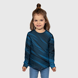 Лонгслив детский Полосатый чёрно-синий, цвет: 3D-принт — фото 2