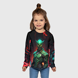 Лонгслив детский Зелёный боевой киборг, цвет: 3D-принт — фото 2
