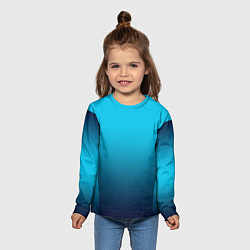 Лонгслив детский Яркий голубой с синим градиент комбинированный кро, цвет: 3D-принт — фото 2
