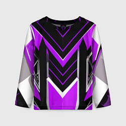 Детский лонгслив Фиолетово-серые полосы на чёрном фоне