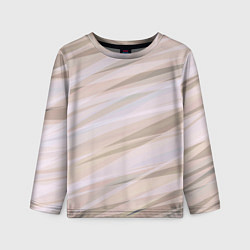 Лонгслив детский Бежевый абстрактные полосы, цвет: 3D-принт