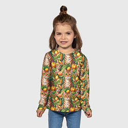 Лонгслив детский Бенгальский котик в тропических листьях, цвет: 3D-принт — фото 2