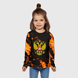 Лонгслив детский Россия огненные краски, цвет: 3D-принт — фото 2