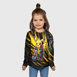 Лонгслив детский Пикачу на красном мотоцикле, цвет: 3D-принт — фото 2