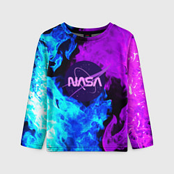 Лонгслив детский NASA neon flame, цвет: 3D-принт