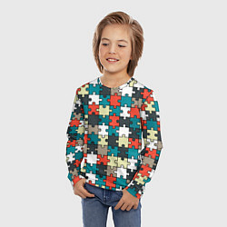 Лонгслив детский Разноцветные пазлы, цвет: 3D-принт — фото 2