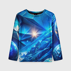 Лонгслив детский Синяя объемная абстракция со вспышкой, цвет: 3D-принт