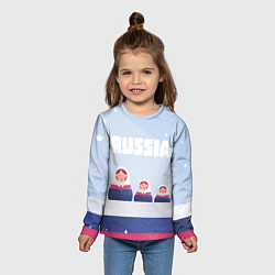 Лонгслив детский Флаг России и матрешки, цвет: 3D-принт — фото 2