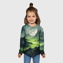 Лонгслив детский Ядовитая горная местность - токсичная кислотная до, цвет: 3D-принт — фото 2
