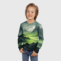Лонгслив детский Ядовитая горная местность - токсичная кислотная до, цвет: 3D-принт — фото 2