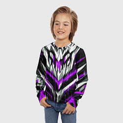 Лонгслив детский Фиолетово-белые ломаные клыки, цвет: 3D-принт — фото 2