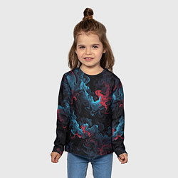 Лонгслив детский Цветные клубы дыма, цвет: 3D-принт — фото 2