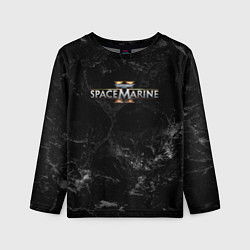 Лонгслив детский Warhammer 40000 space marine 2 black logo, цвет: 3D-принт
