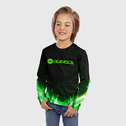 Лонгслив детский Deadlock logo зеленый огонь, цвет: 3D-принт — фото 2
